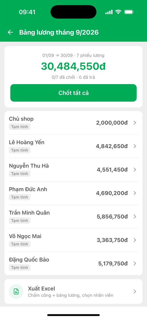 Bảng lương tháng