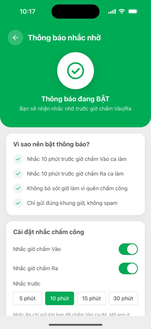 Nhắc chấm công